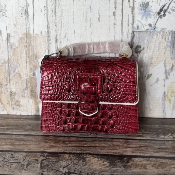 Brahmin Small Hallie Merlot Ombre Melbourne NWT Beautiful Red leather bag - Picture 8 of 11